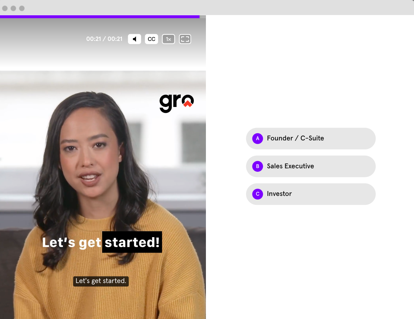 Gro social proof automation digital onboarding interface showing personalized setup process